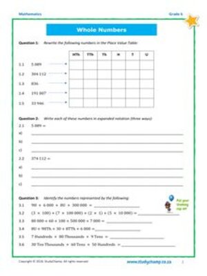 cover image of Grade 6 Maths: Workbook - Whole Numbers